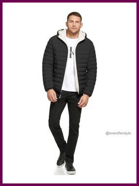 Lightweight Packable Down Jacket Sherpa Lined Hooded Puffer Coat